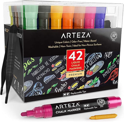 ARTEZA Liquid Chalk Markers, 42 Colors Pack by ARTEZA