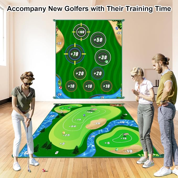 Golf Chipping Game Mat, Double Sided Golf Hitting Mat, 6x5 FT Golf Practice Mat - Image 4