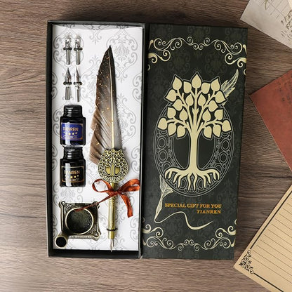 Feather Pen and Ink Set, quill pen ink set, Antique Calligraphy Pen - Image 5