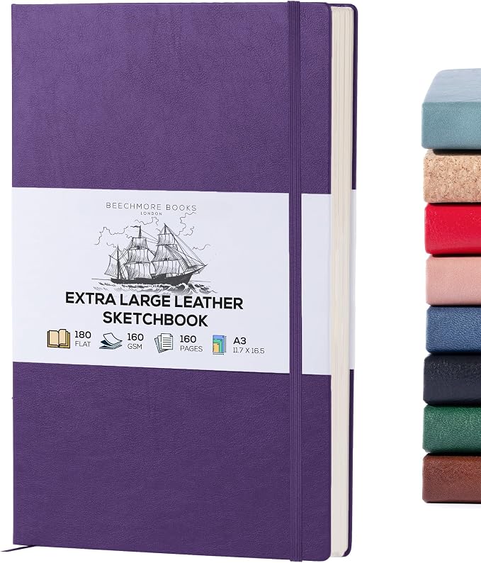 Beechmore Books A3 Sketchbook – 11.7x16.5 Premium Vegan Leather Bound Extra by BeechmoreBooks