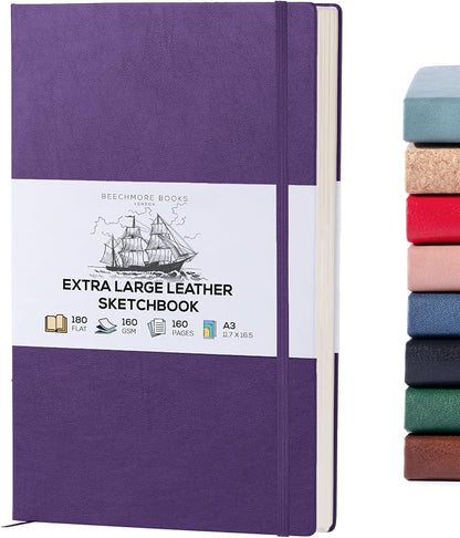 Beechmore Books A3 Sketchbook – 11.7x16.5 Premium Vegan Leather Bound Extra by BeechmoreBooks