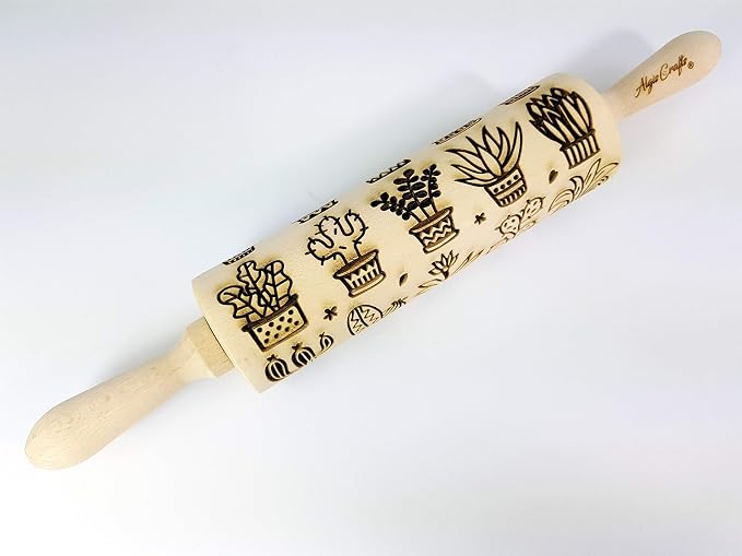 CACTUS Embossing Rolling Pin Embossed dough roller by Algis Crafts - Image 3