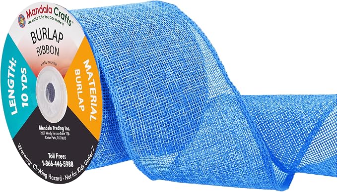 Sky Blue Burlap Ribbon 3 Inch 2 Rolls 20 Yards Unwired Rustic Jute Ribbon by MandalaCrafts