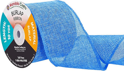 Sky Blue Burlap Ribbon 3 Inch 2 Rolls 20 Yards Unwired Rustic Jute Ribbon by MandalaCrafts