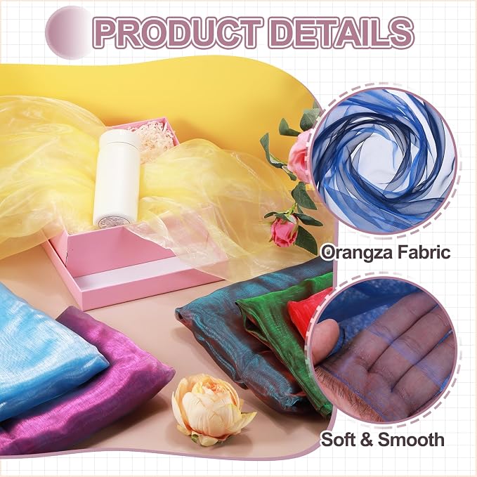MECCANIXITY Iridescent Sheer Organza Fabric, 10 Yards x 59 Inches Solid - Image 3