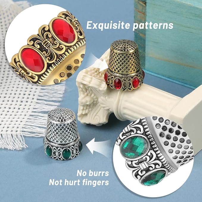 2 Pcs Vintage Sewing Thimble, Quilting Thimbles, Sewing Thimble Finger Protector - Image 4