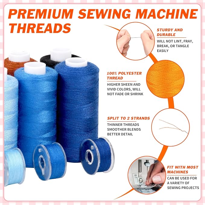 125 Pcs Sewing Thread Kit, 36 Assorted Colors Machine Threads - Image 3