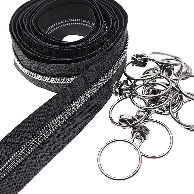 Leekayer #5 Black Nickel Metallic Nylon Coil Teeth Zippers by The Yard Bulk 10 by Leekayer