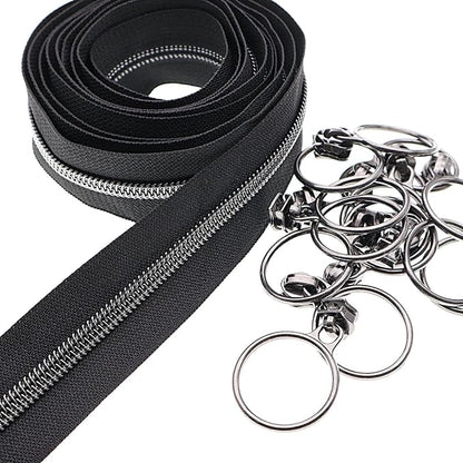Leekayer #5 Black Nickel Metallic Nylon Coil Teeth Zippers by The Yard Bulk 10 by Leekayer