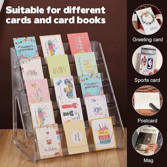 5 Tier Acrylic Card Display Stand, Sports Cards, Greeting Card, Stickers & - Image 3