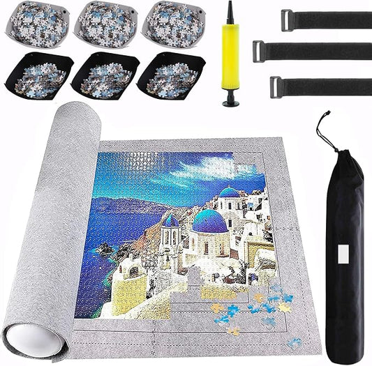 Puzzle Mat Roll Up for 3000 2000 1500 Pieces Jigsaw Puzzles, Large Portable Pad by genovega