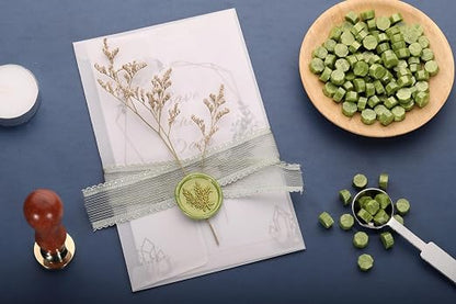 Yoption 360Pcs Wax Seal Beads, Metallic Antique Gold and Green Mix Sealing Wax - Image 5