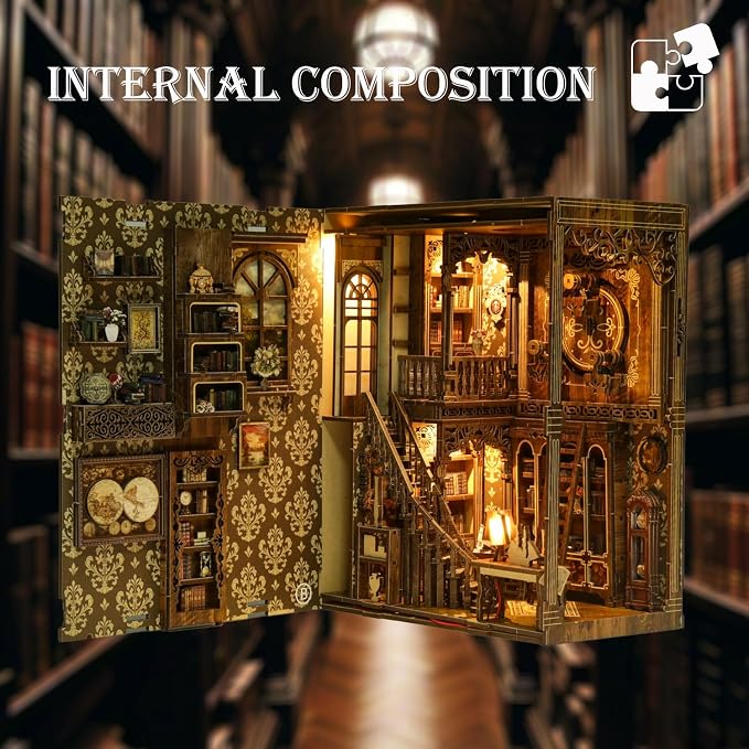 Book Nook Kits for Adult, DIY Miniature House Kit 3D Wooden Puzzles Miniature - Image 6