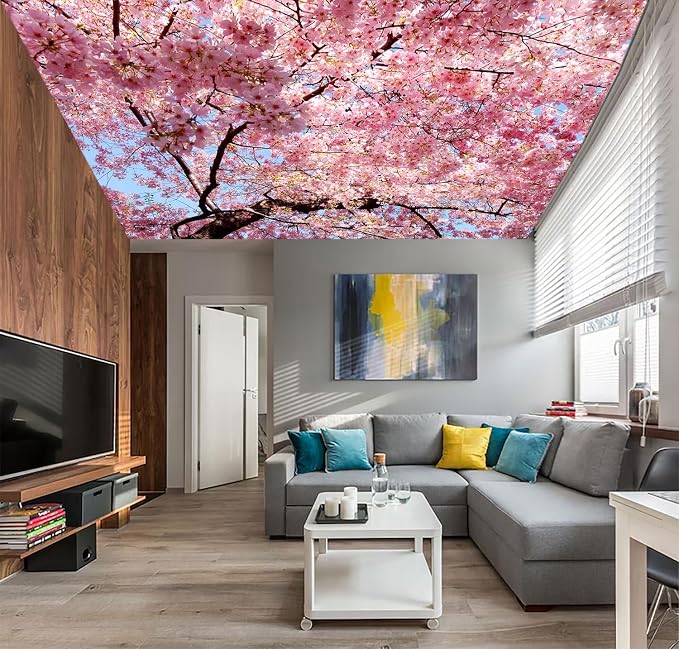 AFZEVEB-Pink Flower Wallpaper Natural Landscape Floral Wall Mural - Image 2