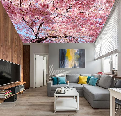 AFZEVEB-Pink Flower Wallpaper Natural Landscape Floral Wall Mural - Image 2