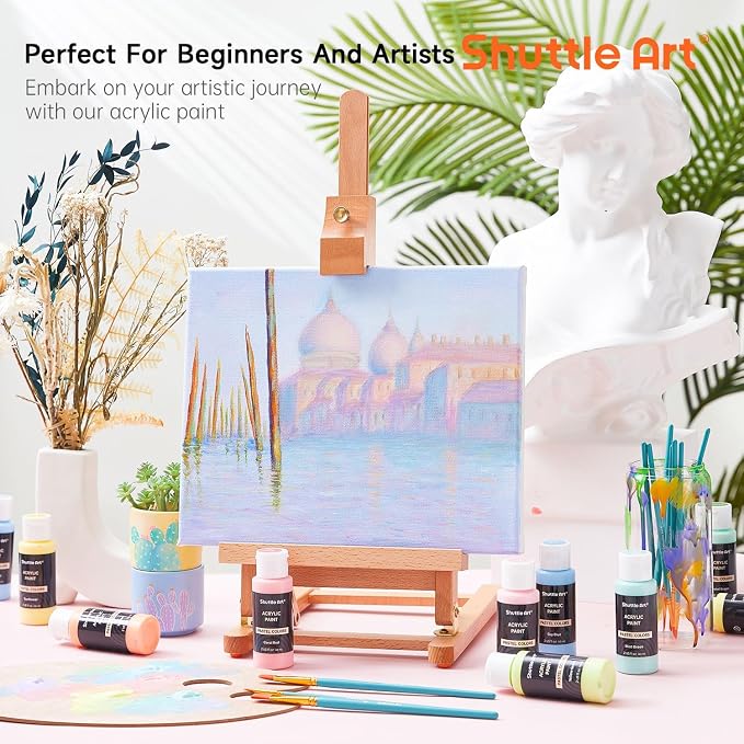 Shuttle Art 40 Pack Pastel Acrylic Paint Set, 30 Colors, 60ml/2oz Bottles - Image 5