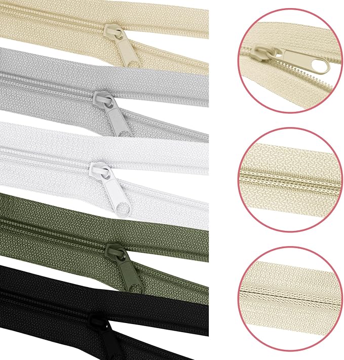 DOITEM 31 Yards 10 PCS Sewing Zippers #3 Nylon Coil Zippers Assorted Zipper - Image 4