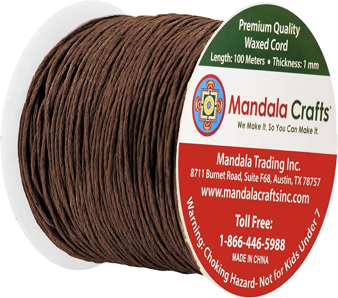Mandala Crafts 1mm 109 Yards Dark Brown Cotton Waxed Cord - Image 2