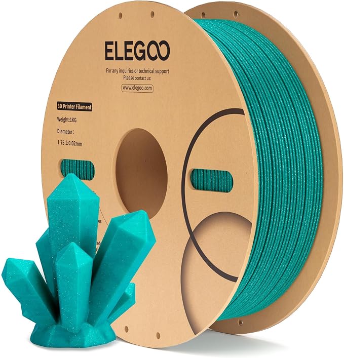 ELEGOO PLA Filament 1.75mm Sparkle Turquoise 1KG, Glitter Twinkling 3D Printer by ELEGOO