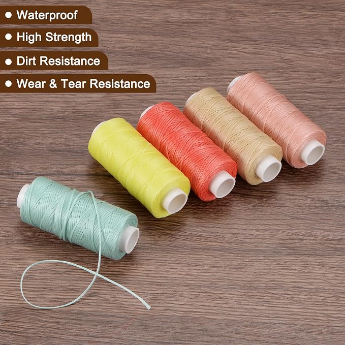 uxcell Leather Sewing Waxed Thread, 55 Yards / 50m 0.8mm 150D Flat Polyester - Image 4