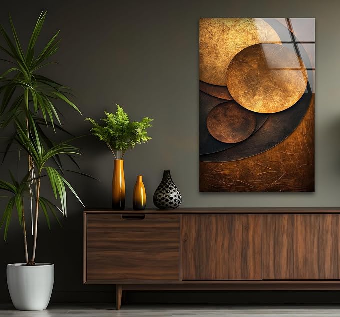 My Photostation.com 24Wx30H'' Bronze Art Deco Geometric Motifs Glass Wall Art - Image 6