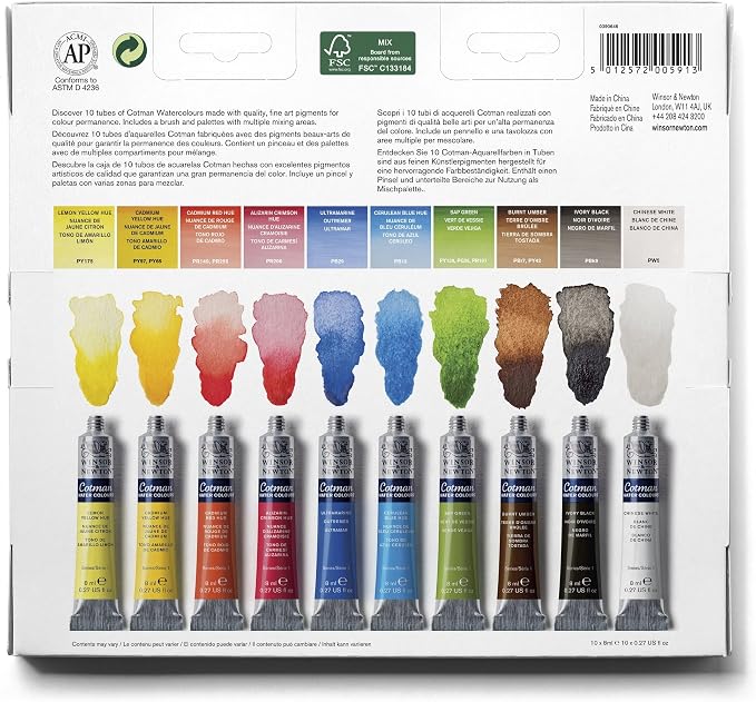 Winsor & Newton Cotman Watercolor Paint Set, 12 Colors Palette Set, 8ml Tubes - Image 4