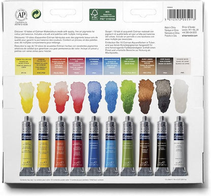 Winsor & Newton Cotman Watercolor Paint Set, 12 Colors Palette Set, 8ml Tubes - Image 4