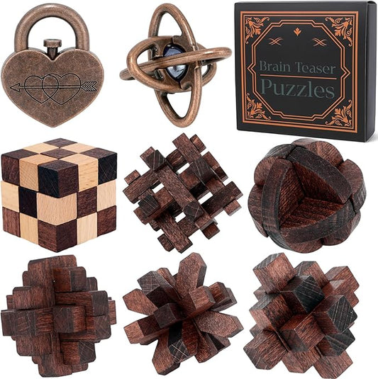 8 Pcs Brain Teaser Puzzles for Adults Teens by Unknown