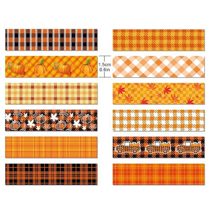 12 Pcs Thanksgiving Washi Tape Fall Maple Leaf Masking Tape Pumpkin Pattern - Image 3