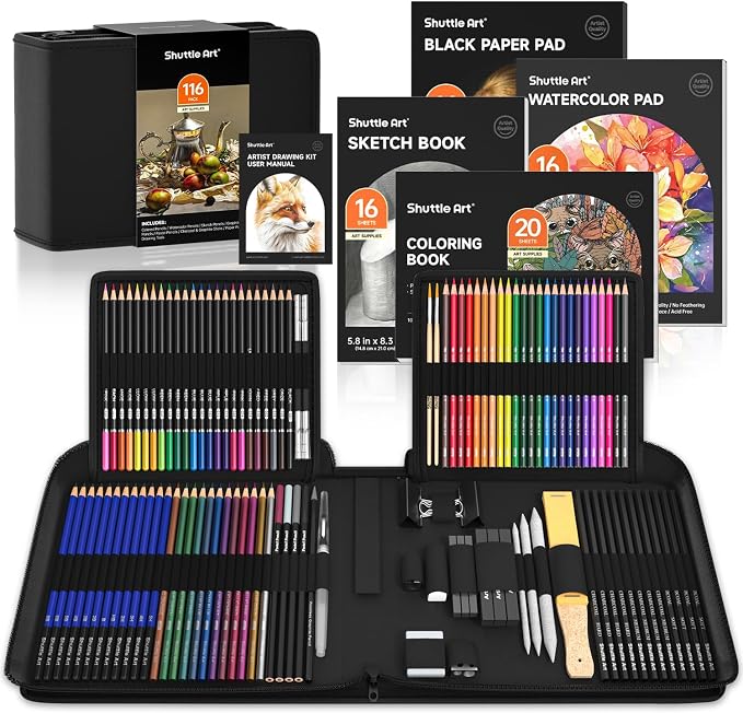 Shuttle Art 116 PCS Drawing Kit, Professional Drawing Supplies by ShuttleArt