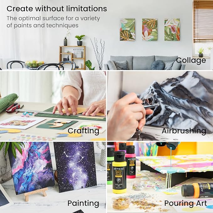 ARTEZA Canvas Boards for Painting, 6 x 6, 8 x 8, 10 x 10, 12 x 12 Inches - Image 4