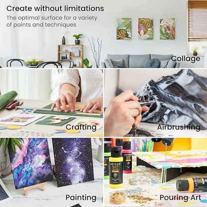 ARTEZA Canvas Boards for Painting, 6 x 6, 8 x 8, 10 x 10, 12 x 12 Inches - Image 4