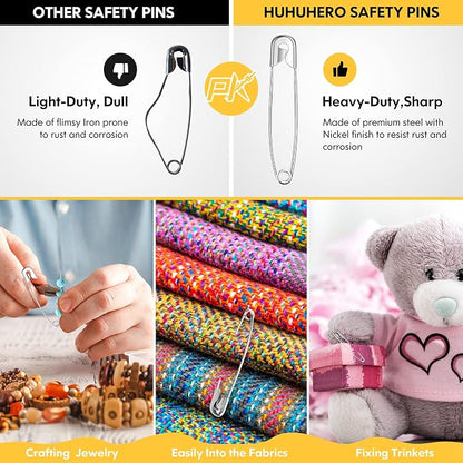 Huhuhero 150Pcs Safety Pins, Large & Small Safety Pins - Image 5