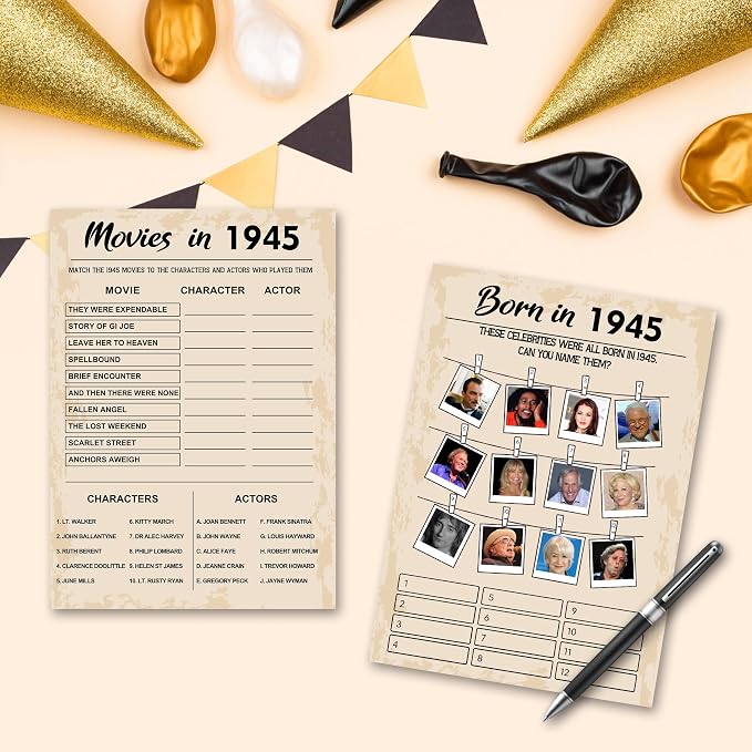 80th Birthday Party Games, Born in 1945 Games Bundle, Birthday Party Supplies - Image 5
