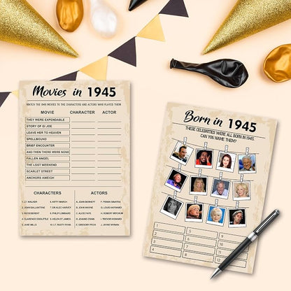 80th Birthday Party Games, Born in 1945 Games Bundle, Birthday Party Supplies - Image 5