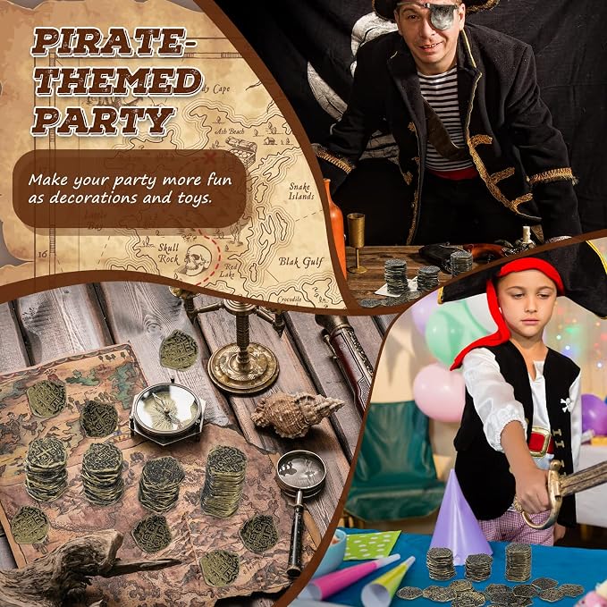 Hanaive 100 Pcs Pirate Coins Plastic Kids Fake Play Coins Replica Spanish - Image 6