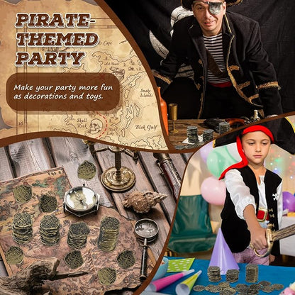 Hanaive 100 Pcs Pirate Coins Plastic Kids Fake Play Coins Replica Spanish - Image 6