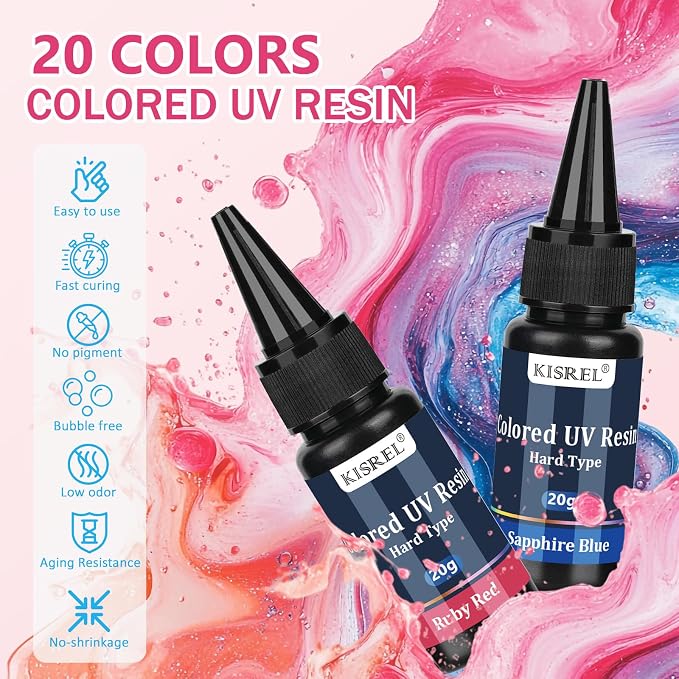 KISREL UV Resin, 20 Colors - 400g UV Resins Kit - Image 2