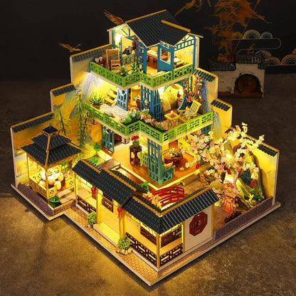 Spilay Dollhouse DIY Miniature Wooden Furniture Kit, Mini Handmade Big Castle - Image 7
