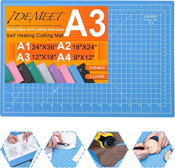 Density-upgraded 18"x12" Self Healing Cutting Mat, Idemeet Rotary Sewing Mat by IDEMEET