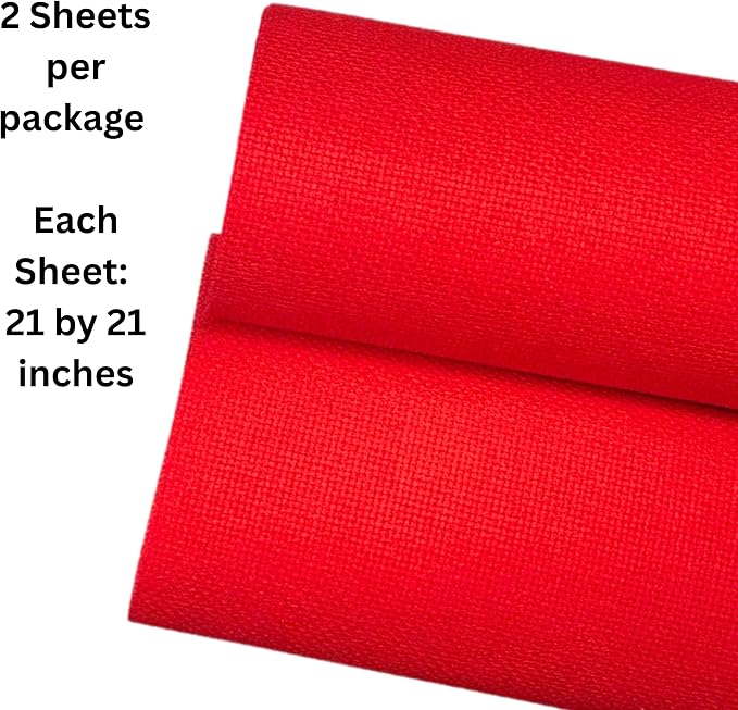2 Sheets of Red 14 Count Aida Cloth – 21 x 21 Inch Pre-Cut Fabric Squares – - Image 2