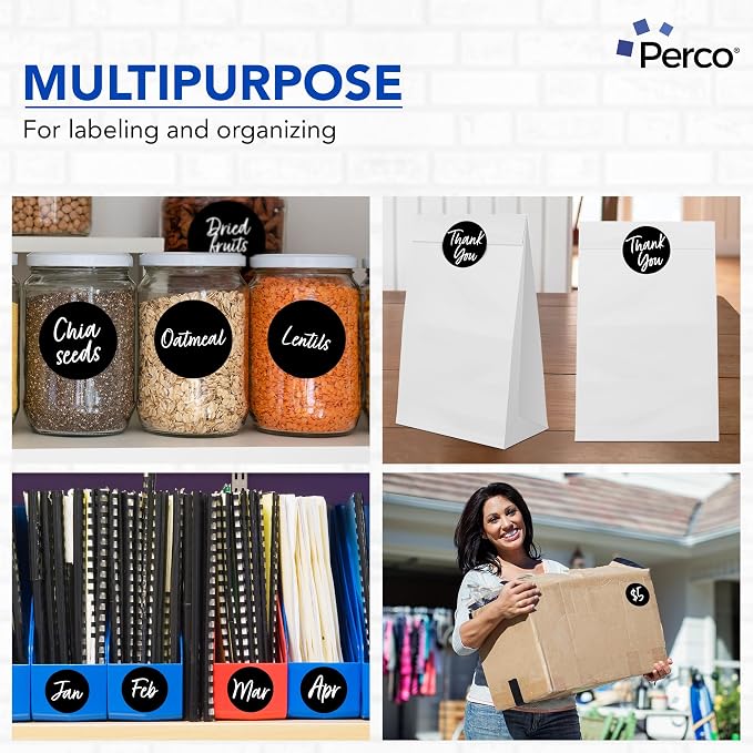 Perco Black 3-Inch Perforated Circle Dot Sticker Labels — 10 Rolls, 000 Round - Image 3
