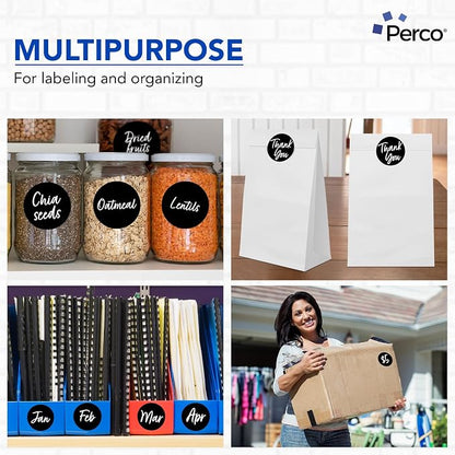 Perco Black 3-Inch Perforated Circle Dot Sticker Labels — 10 Rolls, 000 Round - Image 3
