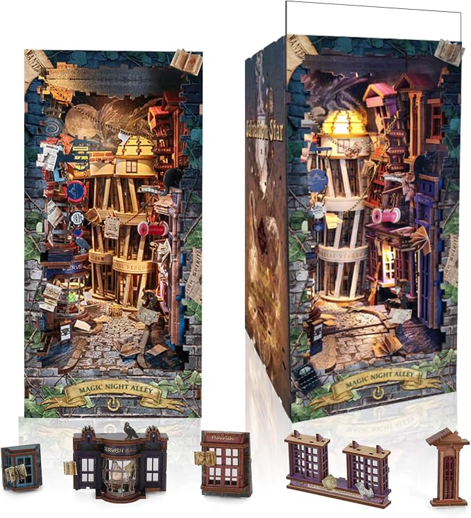 DIY Book Nook Kit, Dollhouse Booknook Bookshelf Insert Decor, 3D Wooden Puzzles by Unknown