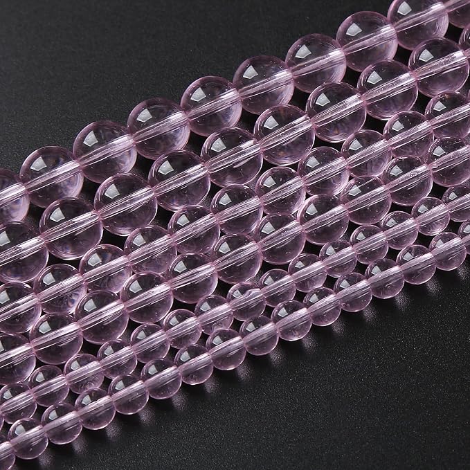 6mm 60pcs Smooth Rose Pink Glass Beads Quartz Crystal Round Loose Beads - Image 2