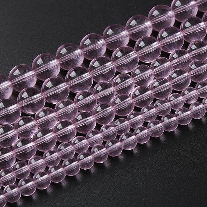 10mm 38pcs Smooth Rose Pink Glass Beads Quartz Crystal Round Loose Beads - Image 2