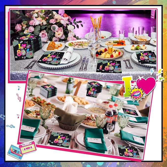 60 Pcs 80s Cocktail Paper Napkins 6.5 x 6.5 Inches Disposable Paper Napkins - Image 5