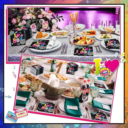 60 Pcs 80s Cocktail Paper Napkins 6.5 x 6.5 Inches Disposable Paper Napkins - Image 5