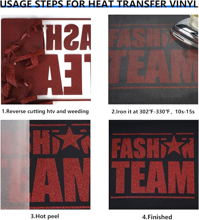 FUNKAKA Glitter Heat Transfer HTV Vinyl Bundle, 8 Rolls 12" x 3ft Iron On Vinyl - Image 3