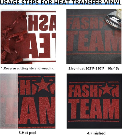 FUNKAKA Glitter Heat Transfer HTV Vinyl Bundle, 8 Rolls 12" x 3ft Iron On Vinyl - Image 3